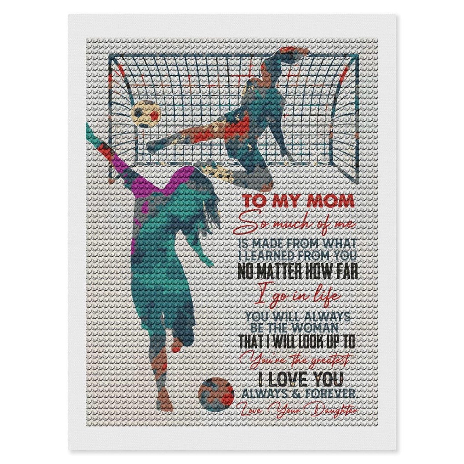 Junmoney to My Mom Soccer Diamond Painting Set 12"x16", for Beginners, Modern Decor, Simple to Start, Gift Idea, Pleasing Wall Art Project