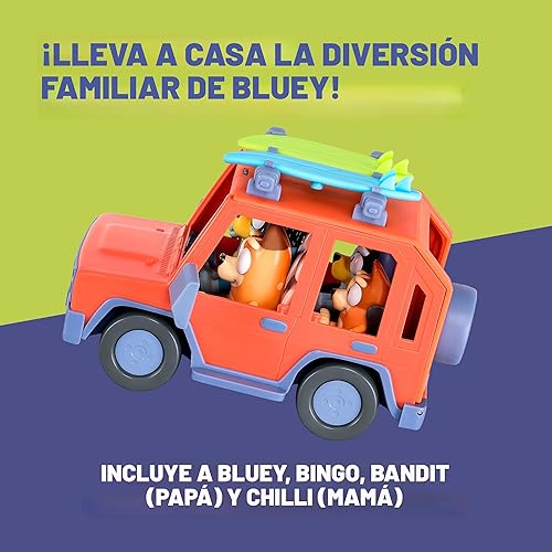 Miniatura 5 de Bluey Heeler - Coche de juguete familiar 4WD para niños pequeños con 4 figuras, tablas de surf y hoja de calcomanías, juego de simulación, juguetes