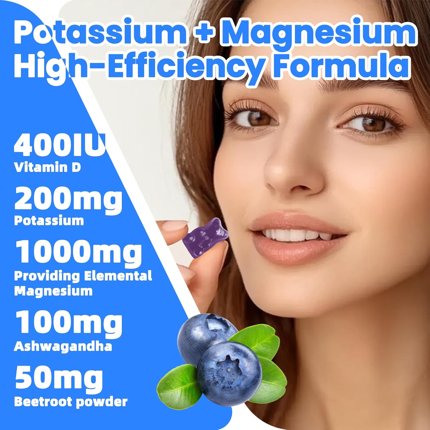 Potassium Magnesium Gummies,Potassium Supplement w/Ashwagandha,High Absorption Magnesium Glycinate,B6,D3,Potassium Citrate for Leg Cramps,Muscle,Electroyte for Adults Kids,Sugar-Free, 60 Gummies - Image 7
