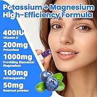 Vista 7 de Gomitas de potasio y magnesio, suplemento de potasio con Ashwagandha, glicinato de magnesio de alta absorción, B6, D3, citrato de potasio