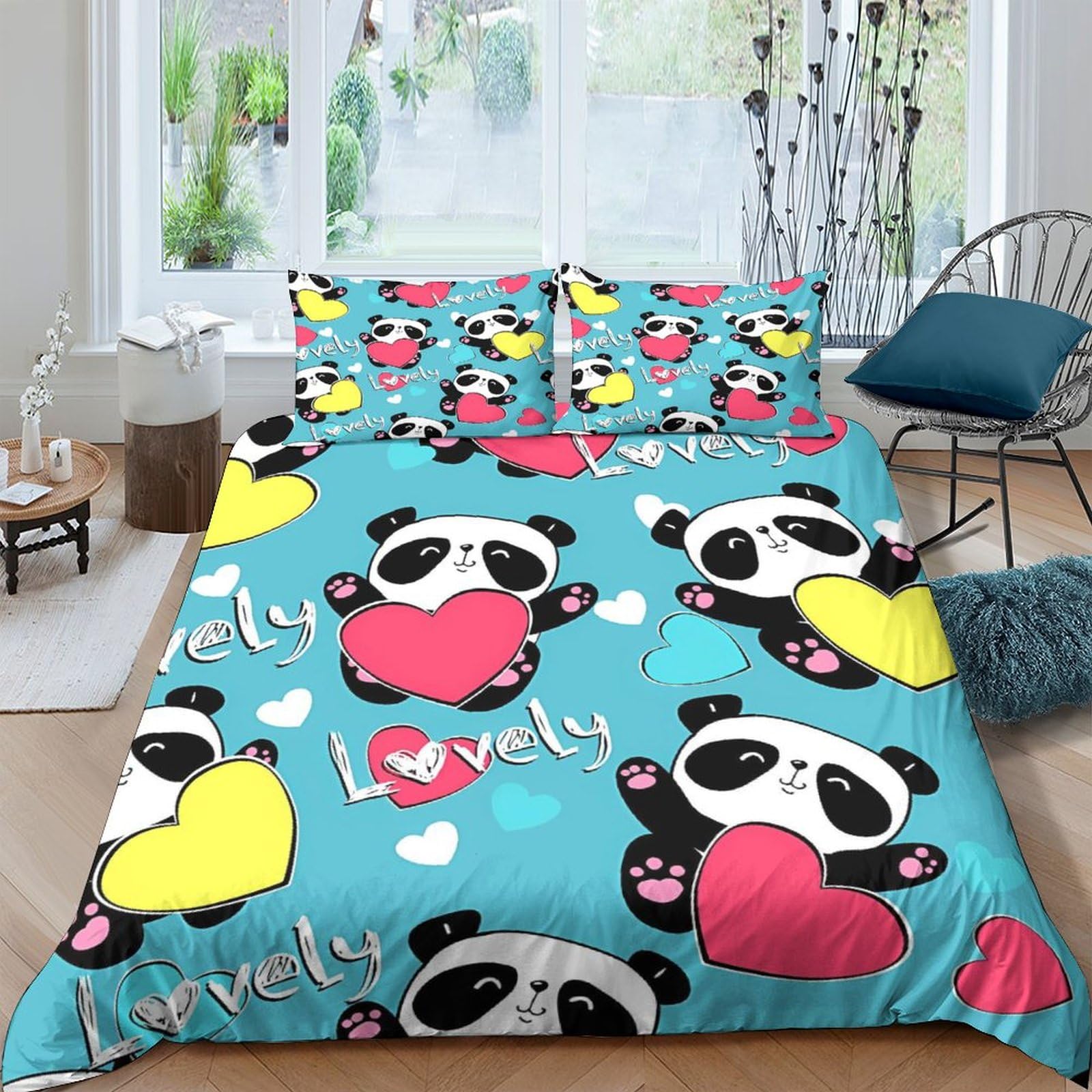 Housse de couette panda multicolore pour illuminer la chambre des enfants