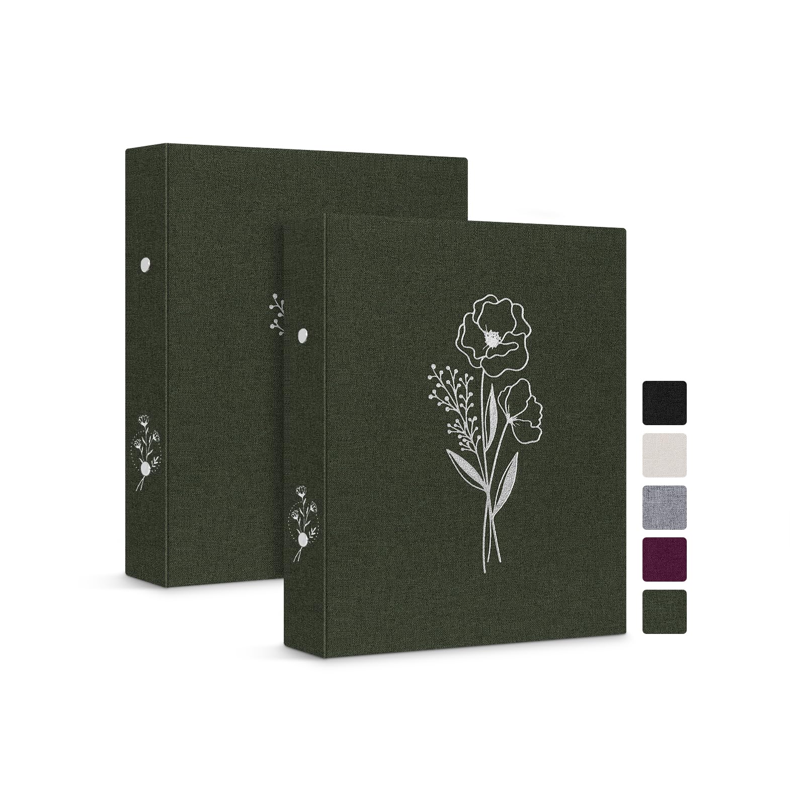 Lanpn Aesthetic A6 6 Ring Binder 2 Packs, Linen Hardcover Small Round Rings Photocard Folder Holder Planner Fits A6 Paper for Office School Journaling Collections (Green)