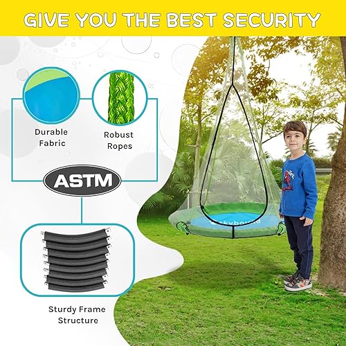 Miniatura 6 de SkyBound Columpio de platillo para árbol, capacidad de peso de 600 libras, columpio para exteriores con correas para colgar, columpios de árbol