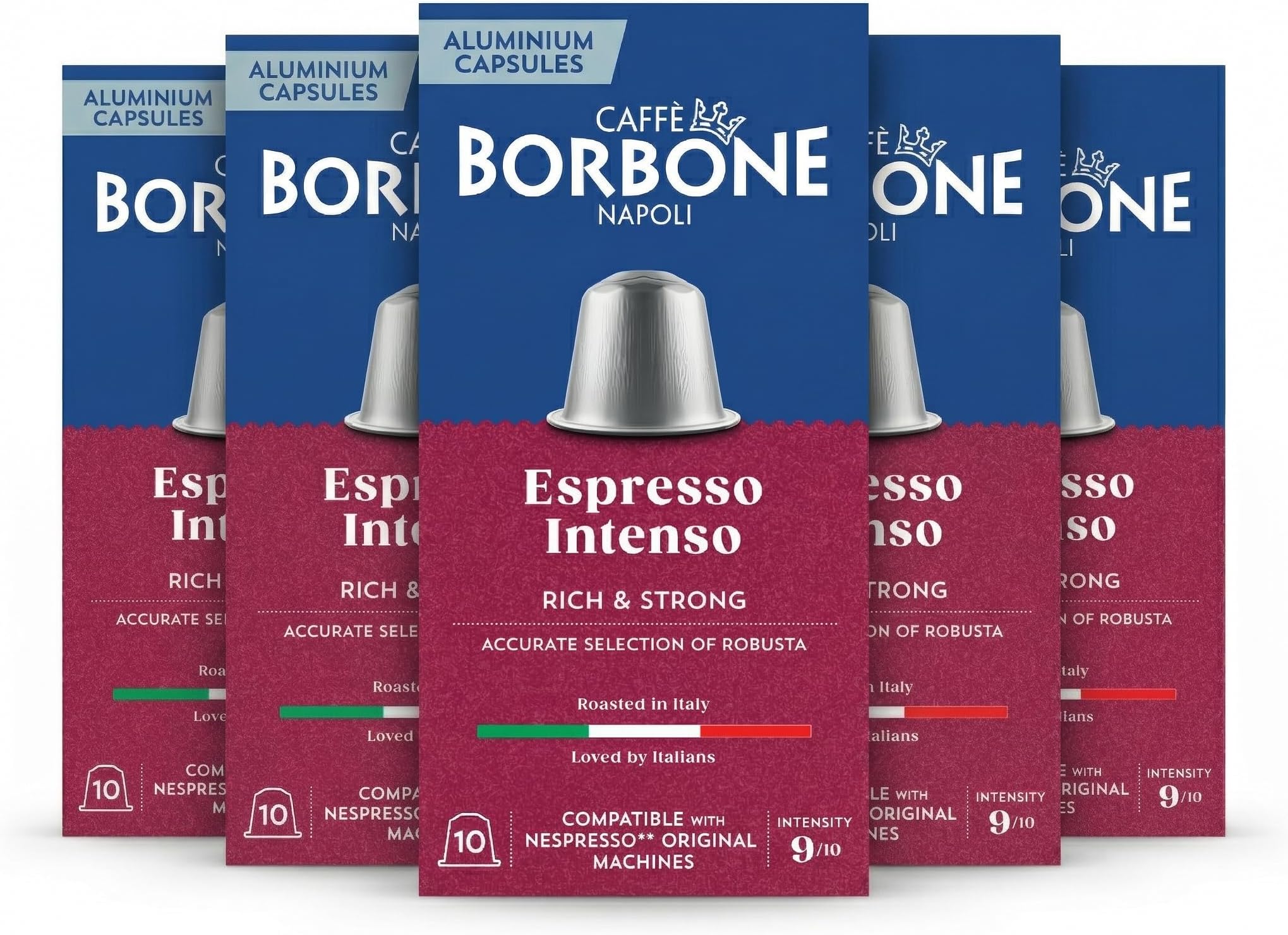 Caffè Borbone Espresso Intenso Aluminum Capsules Compatible with Nespresso Original Machines, Dark Roast, 50 Count