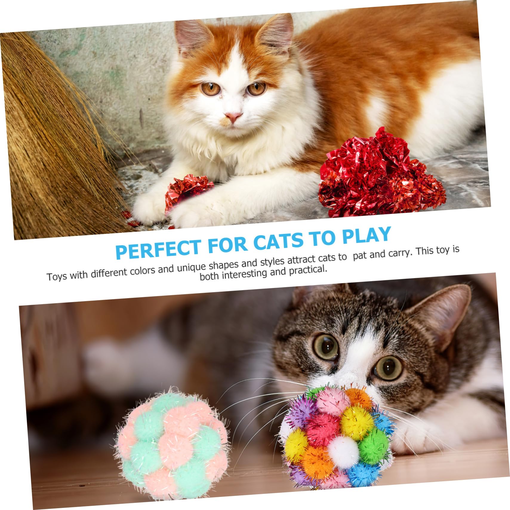 Happyyami 50piezas Juguetes Interactivos para Gatos Incluye De Peluche y Bolas Crinkle Juguetes para Mascotas Que Fomentan El Ejercicio Entretenimiento