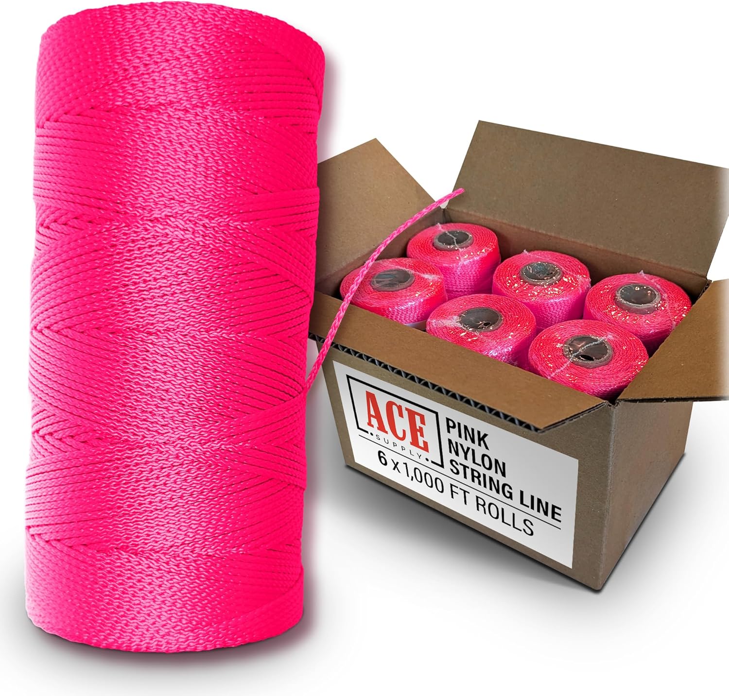 Pink Mason Line String Line - #18 Braided Nylon String - 6,000 Ft ...