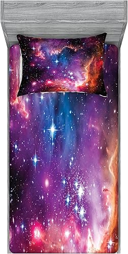 Miniatura 194 de Ambesonne Juego de sábanas bajeras y fundas de almohada, diseño retro de los videojuegos con botones de joystick vintage de los años 80 y 90, diseño