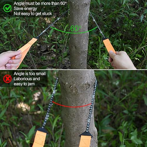 Miniatura 6 de Motosierra de bolsillo, sierra de cuerda de bolsillo de 24 pulgadas, sierra de mano de cadena plegable con bolsa de transporte, para supervivencia