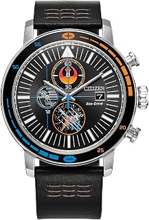 Men's Eco-Drive Rebel Starfighter Boxed Set, Stainless Steel Case, Black Leather Strap (Model: CA0870-43W)
