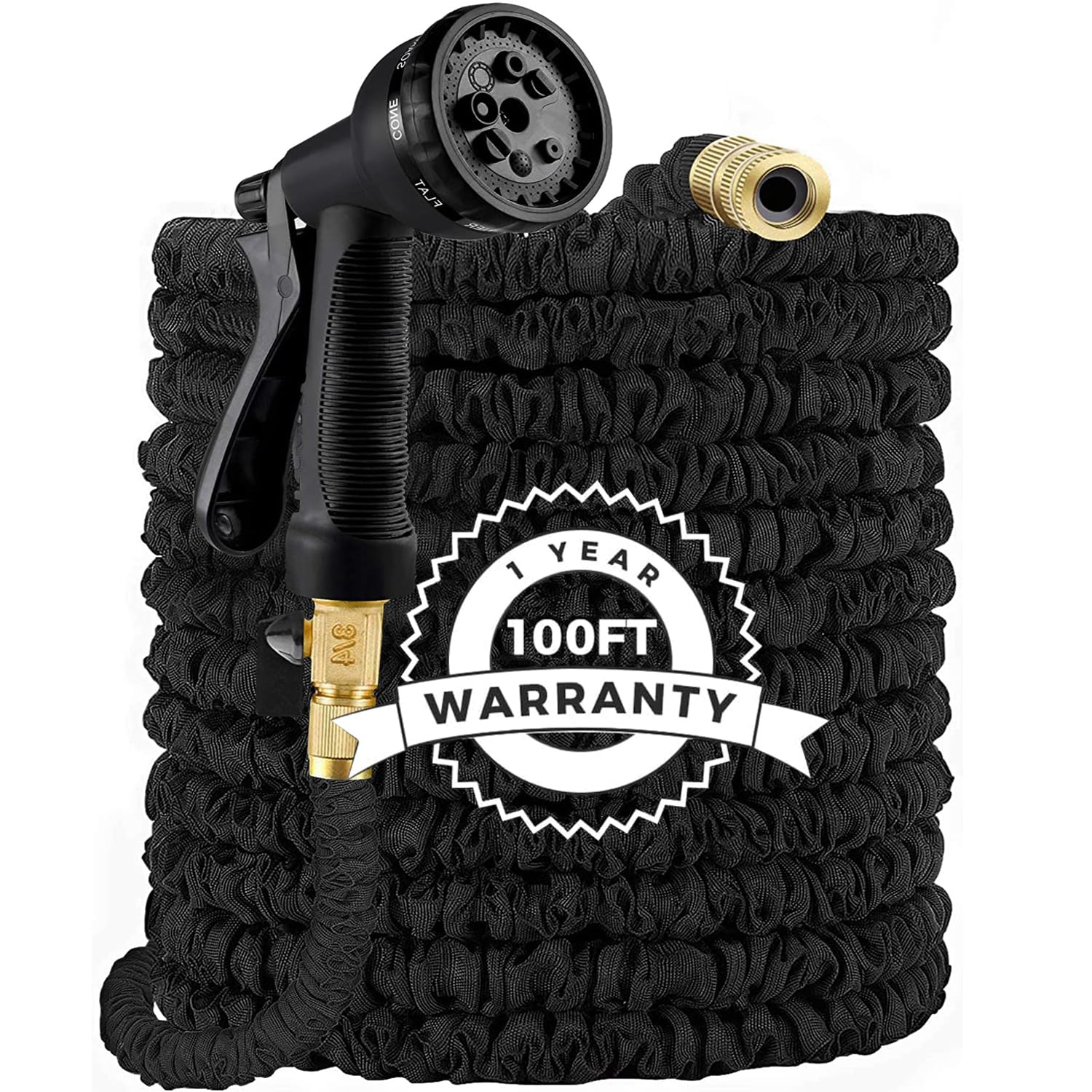 Garden Hose Pipe 100FT, 3 Times Expandable Magic Hose, No-Kink Flexible Magic Water Hosepipe (Extra-Strength, Lightweight, Durable) for Cleaning/Household/Gardening (8 Functions Spray Pipe)