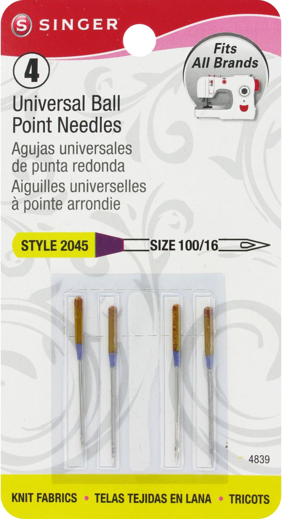 Singer Universal Ball Point Machine Needles, 4 Pack
