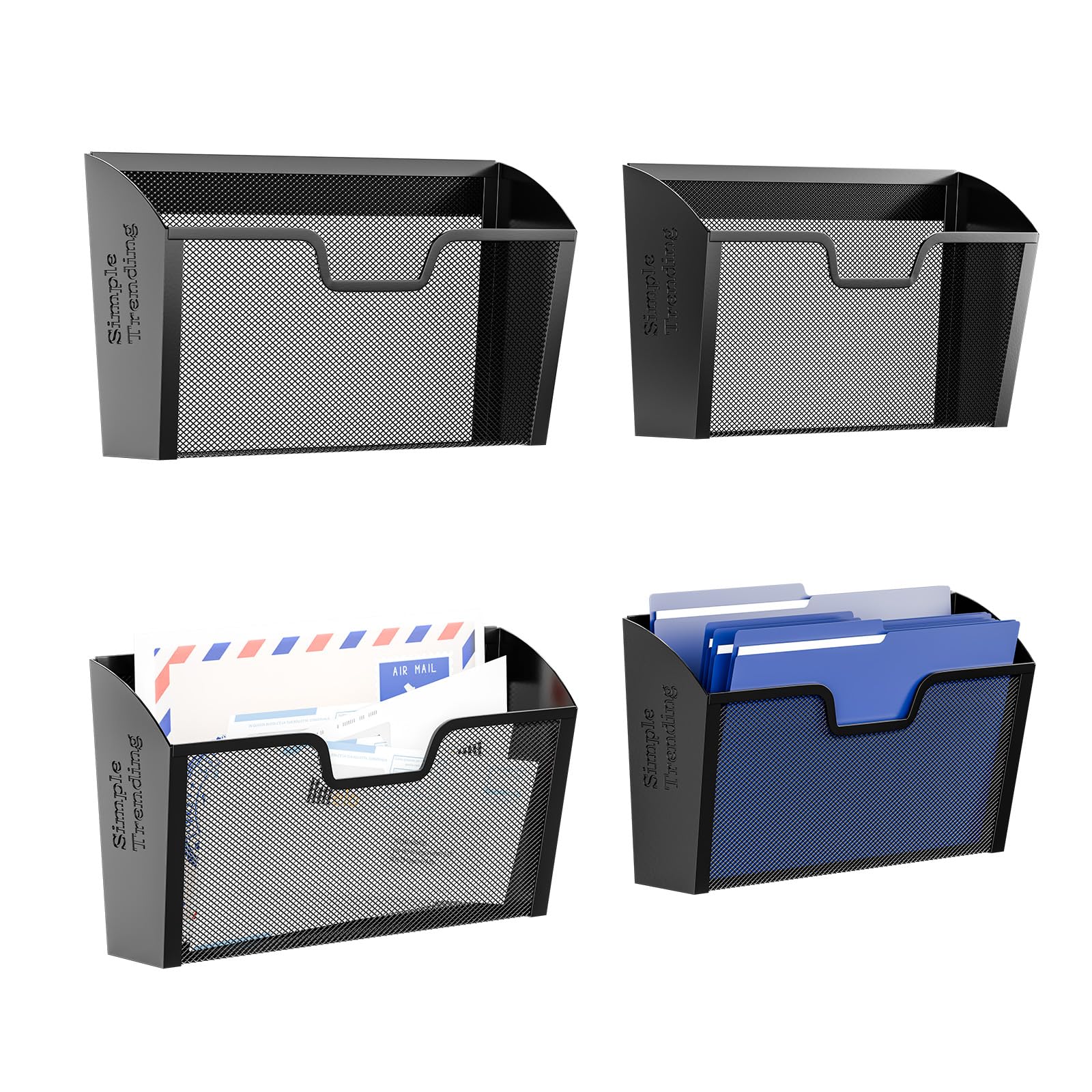 Simple Trending Wall File Organizer, Mesh 7-Tier Vertical Hanging File Holder, Desktop Metal Files Rack for Office and Home, Black