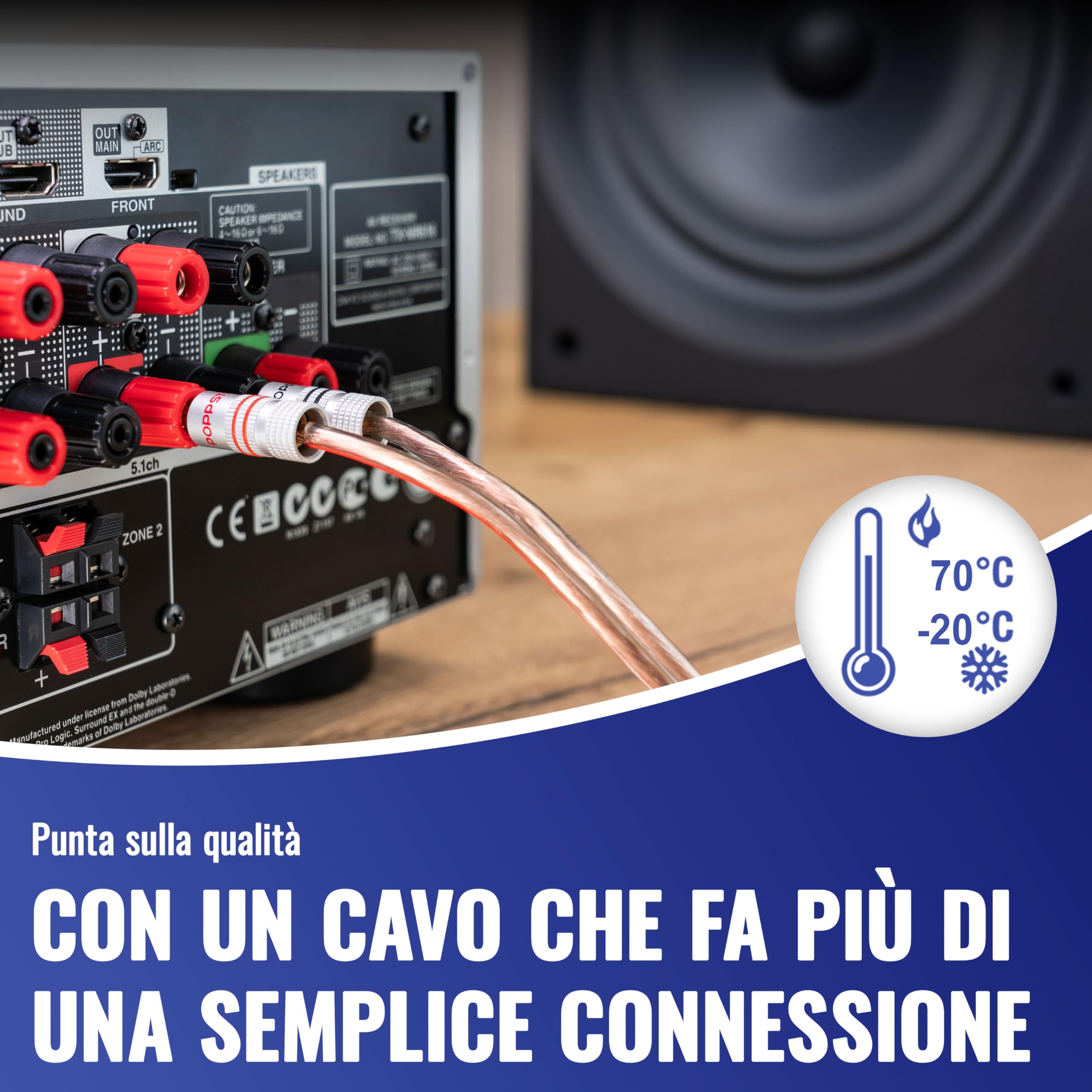 Cavo per altoparlanti trasparente 2x1.5 Solcavi matassa da 100mt, cavi