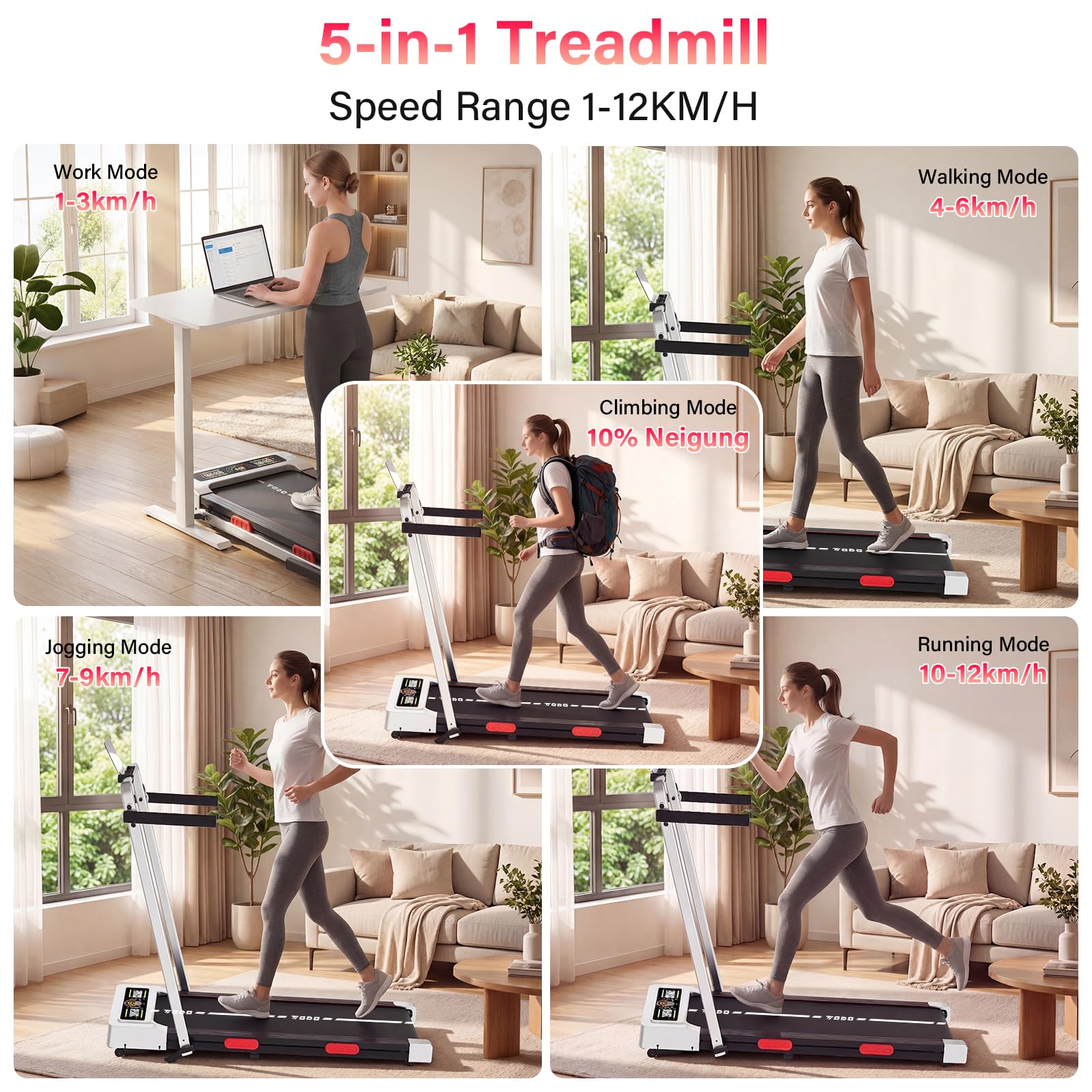 TODO Cinta de Correr Plegable Inclinación, 2.5HP Cinta de Andar para la Oficina en casa,Walking Pad 1-12km/h, Mando a Distancia y en App
