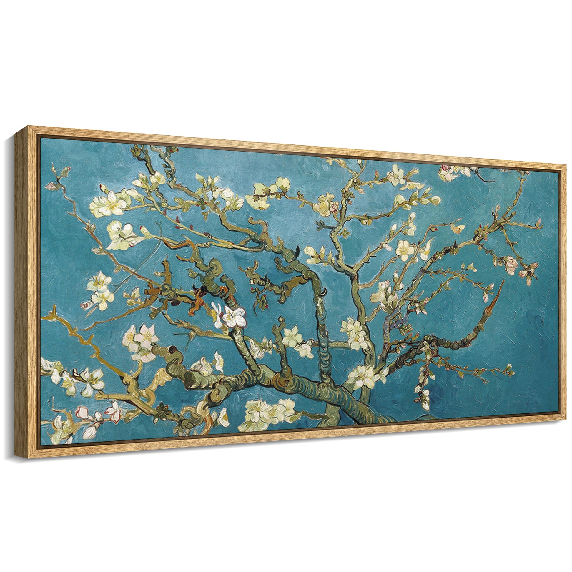 MUDECOR Extra Large Framed Canvas Print Wall Art Almond Blossom -Vincent Van Gogh Illustrations Antique Retro Illustrations Ready to Hang Painting for