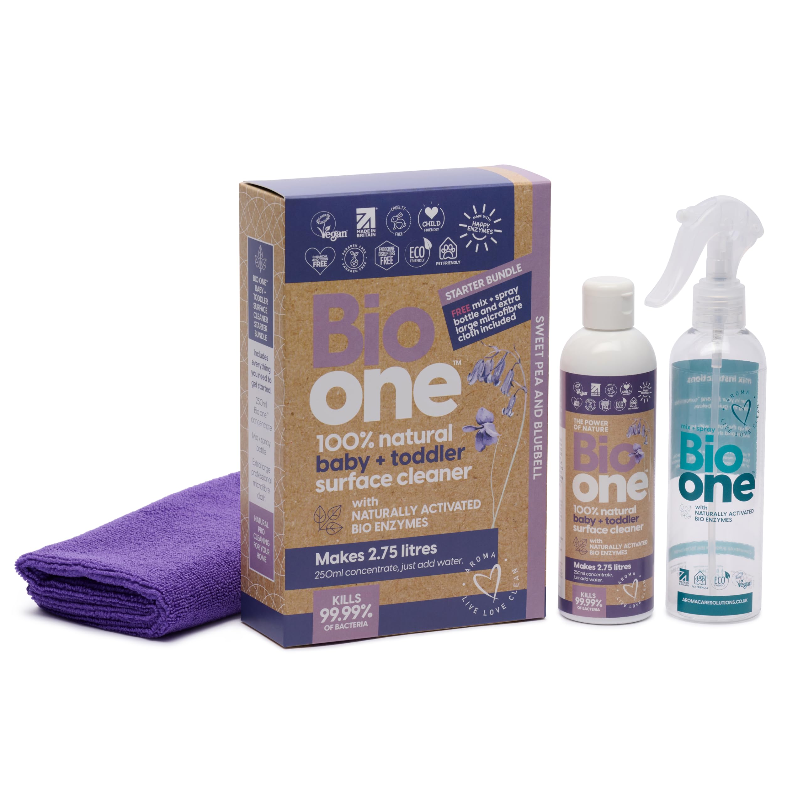 Bio One Surface Cleaner Makes X8 Bottles | Enzyme Cleaner Eliminates Odours for Kitchen, Bathroom, Bins, Carpets,Trainers | Safe for Babies and Pets | 250ml Concentrate