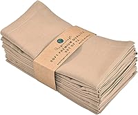 Vista 36 de Fingercraft Juego de 12 servilletas de tela de mezcla de lino y algodón, lavables, calidad premium, fiestas, bodas, servilletas de cena en inglete