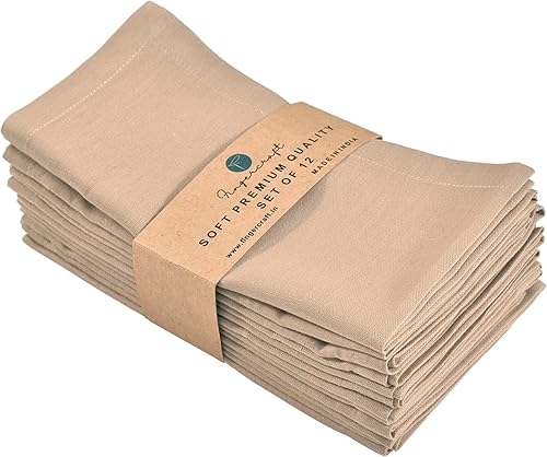 Miniatura 36 de Fingercraft Juego de 12 servilletas de tela de mezcla de lino y algodón, lavables, calidad premium, fiestas, bodas, servilletas de cena en inglete