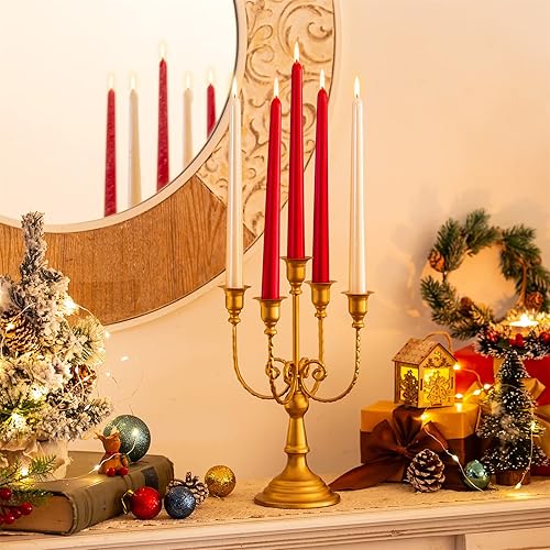 Miniatura 2 de Sziqiqi Portavelas dorado para candelabros, juego de 2 a 5 vástagos de metal para velas cónicas para centros de mesa, boda, cumpleaños, chimenea,