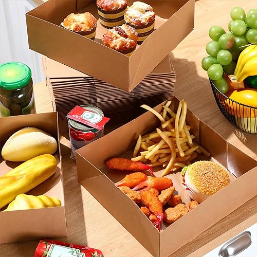 Miniatura 5 de 50 bandejas de cartón de 4 esquinas, bandejas de papel de estadio, bandejas de cartón para aperitivos, bandejas de papel para estadio, cajas de