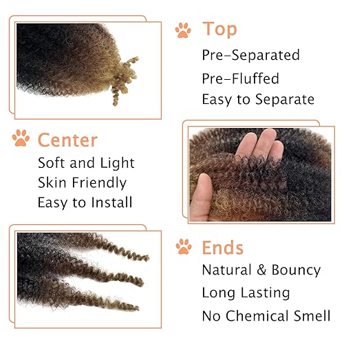 Miniatura 4 de Marley Twist - 3 paquetes de cabello afro Twist de 12 pulgadas para rastas sintéticas, cabello rizado tipo mariposa, para mujer, cabello trenzado de