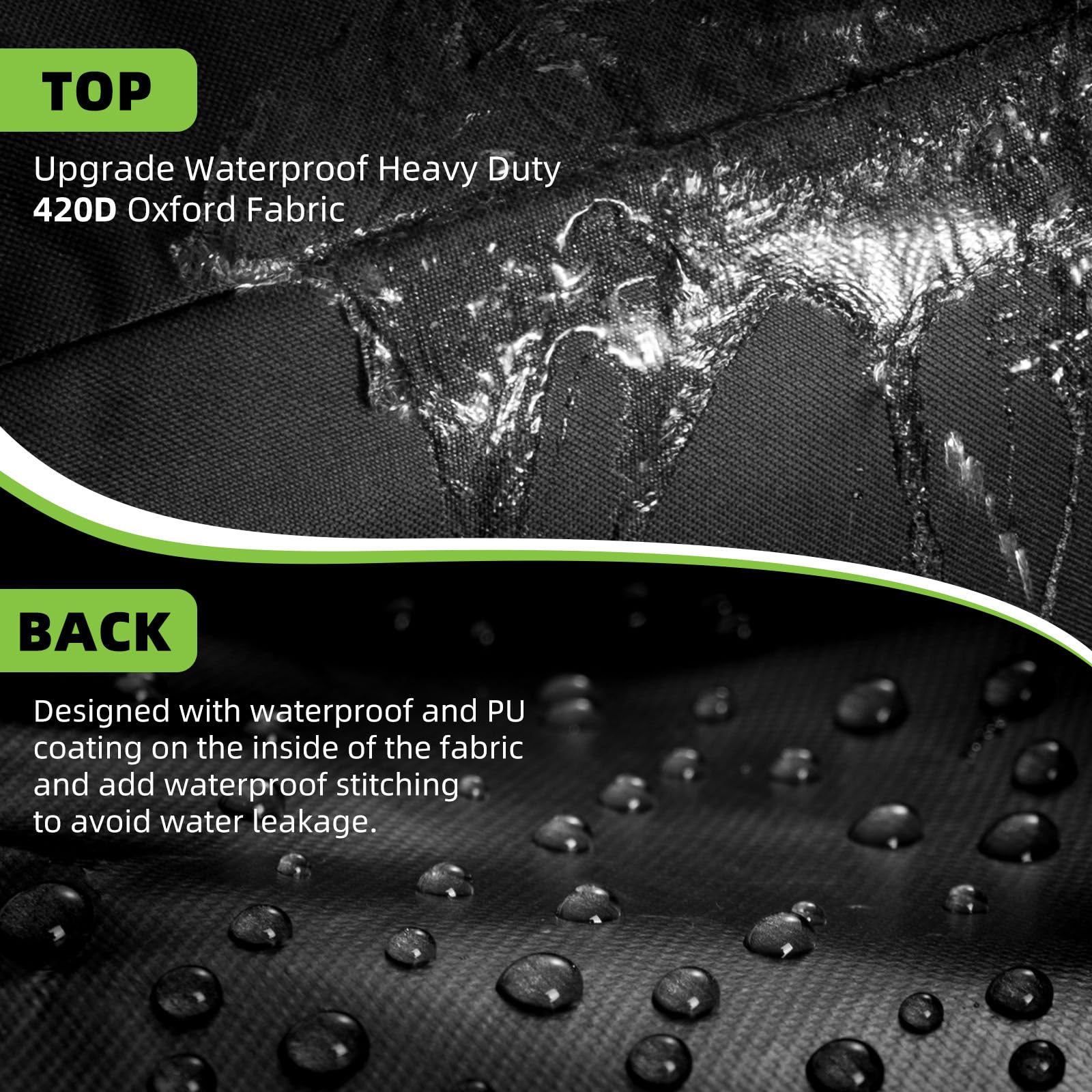 2 Pack Heavy Duty 600D Oxford Fabric Waterproof Garden Furniture Cushion Storage Bag Anti-UV Christmas Tree Storage Bag Garden Cushion Cover with Zipper and Handles (300L) - Image 4