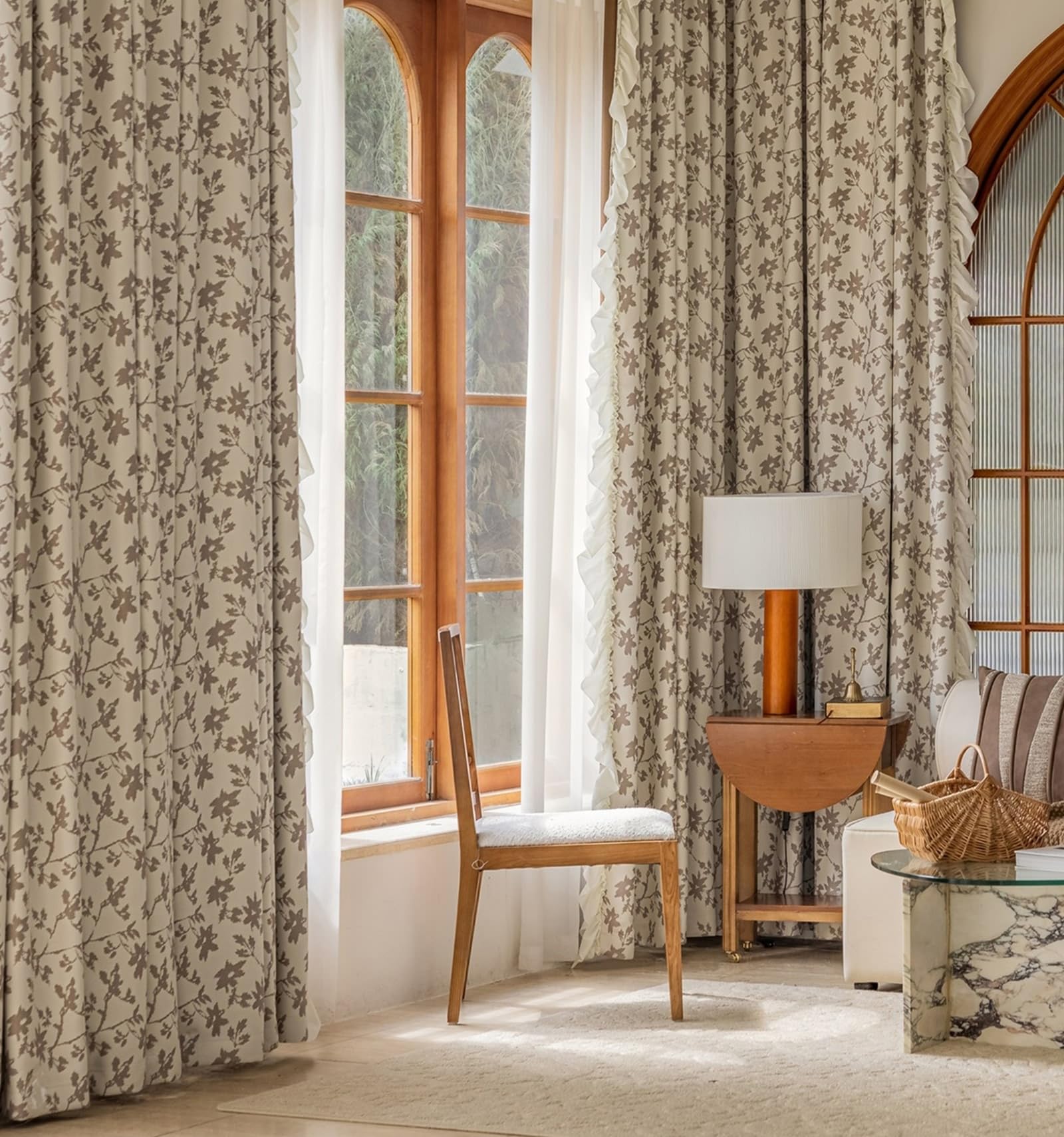 Evita reflejos molestos con visillos de cocina Wycian, cortinas de tela oscurecida jacquard