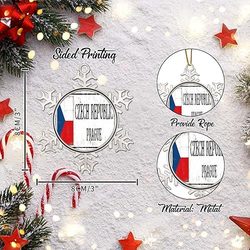 Miniatura 9 de CowkissSign Chile - Adorno de Navidad de copo de nieve de metal, decoración de árbol de Santiago, adorno colgante de Navidad, recuerdo de la ciudad,