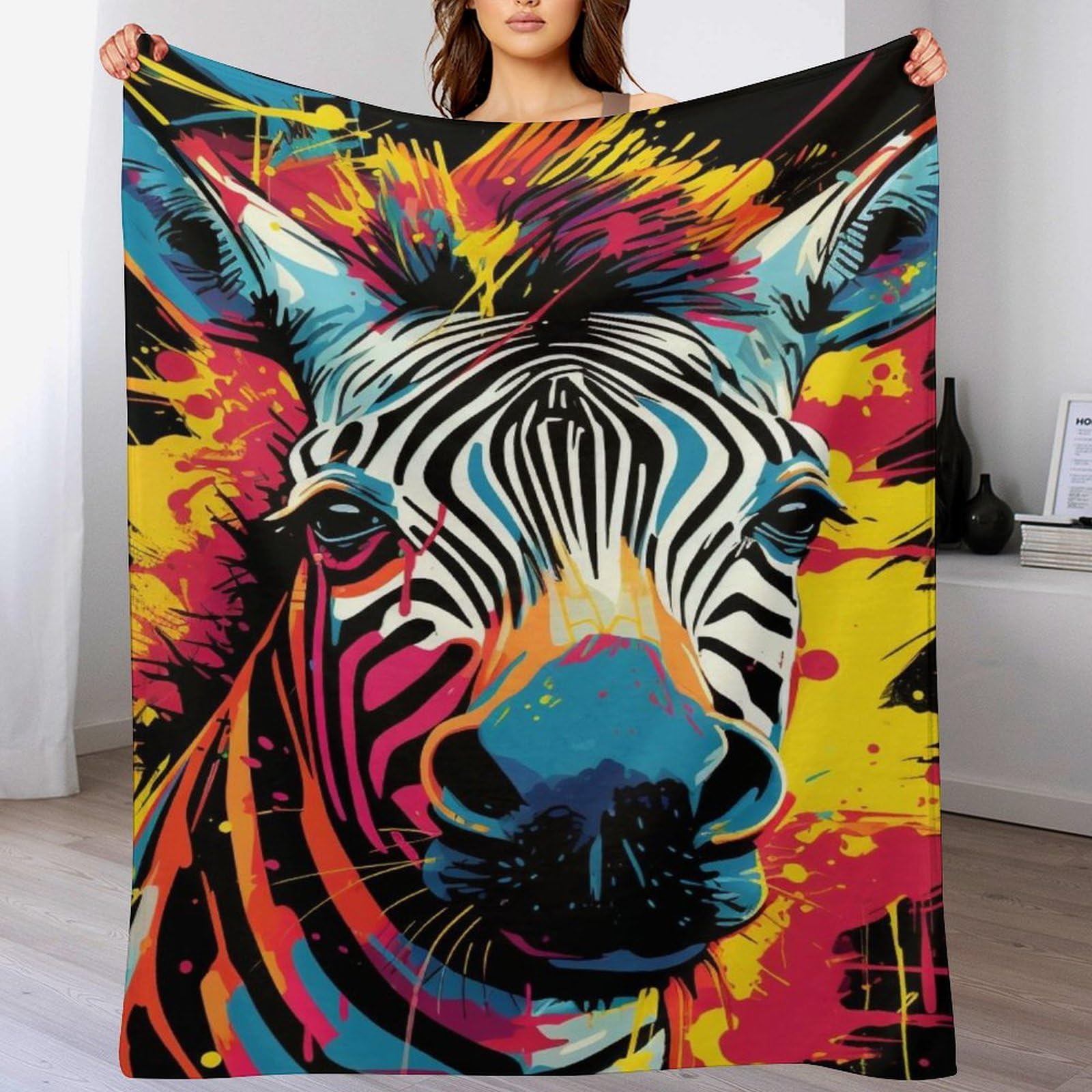 Manta de franela de cebra 100x130 cm para sofá y cama infantil o adulto