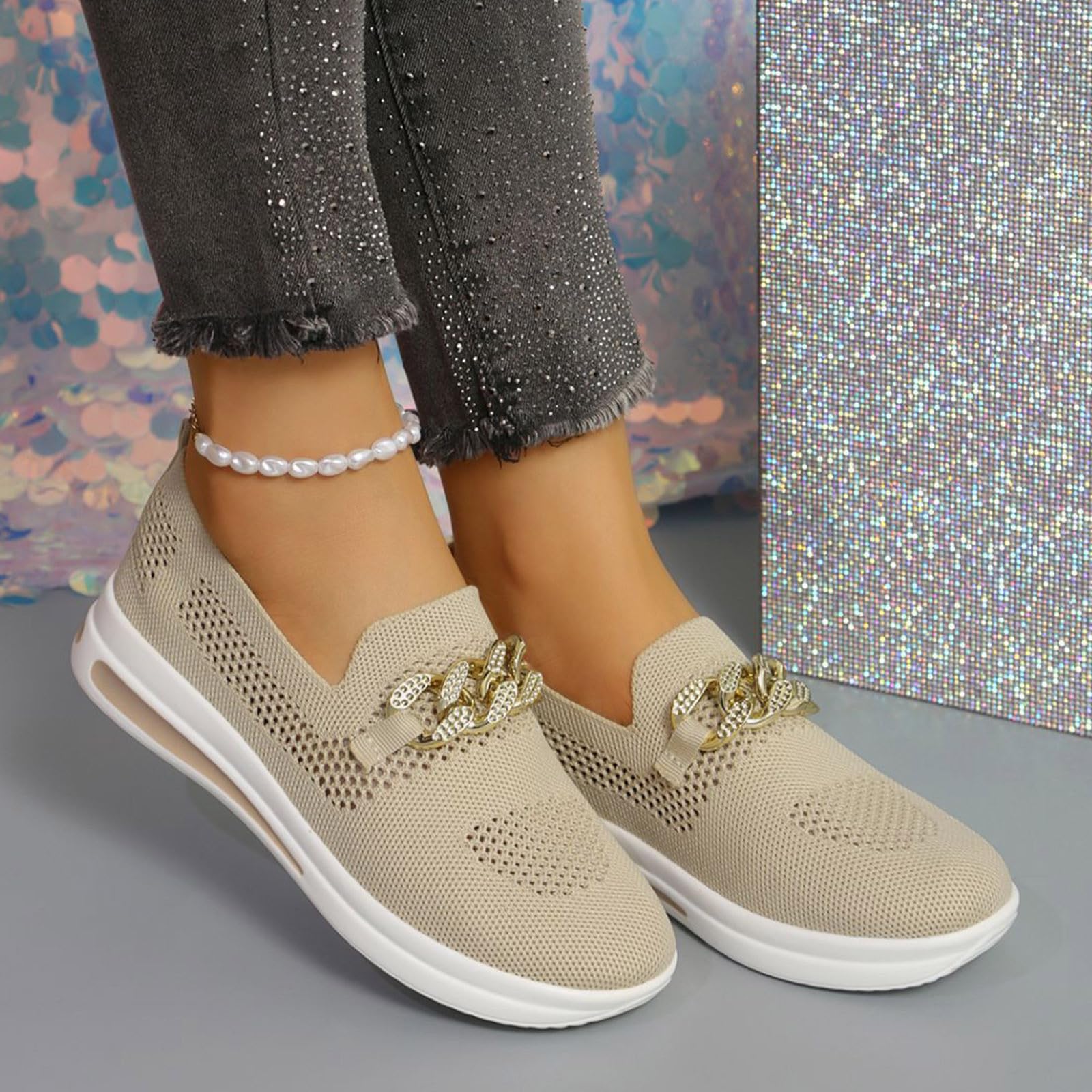 Genérico Zapatos Casuales Mujer Punta Redonda Senderismo Cómodos Transpirables Trabajo Compras Jardinería