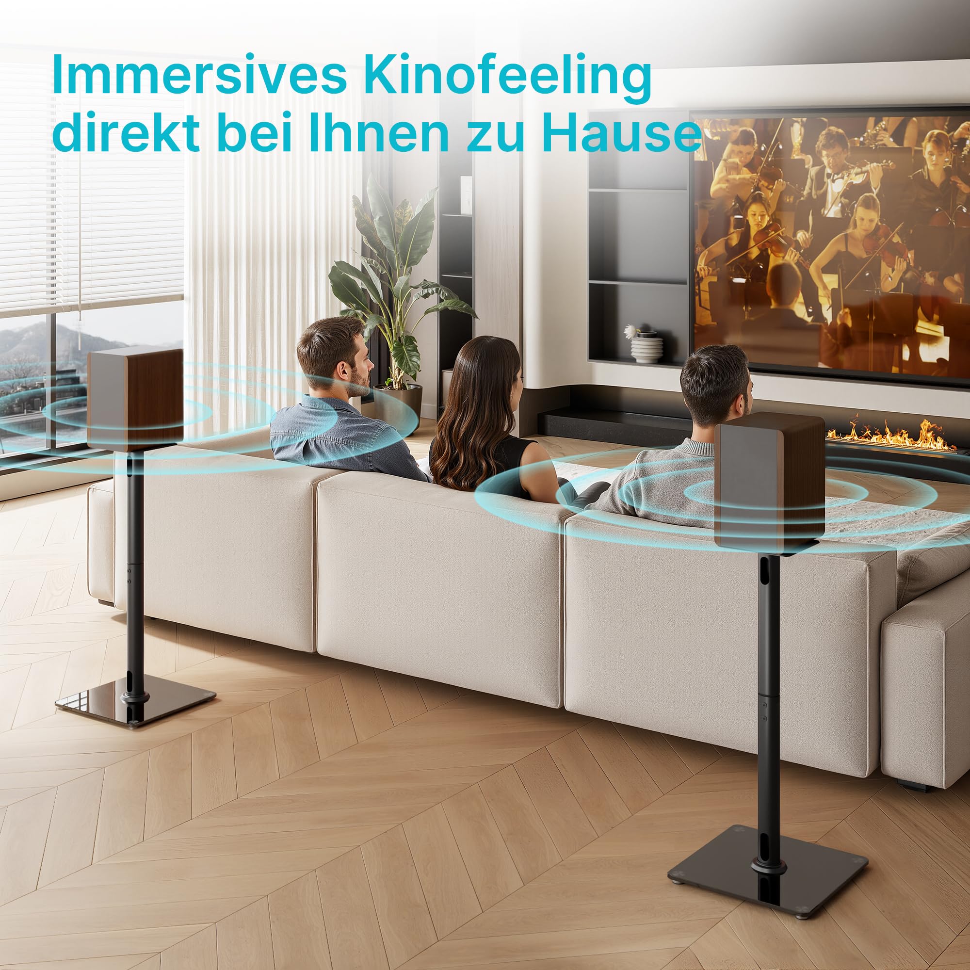 Pegzone Lautsprecherständer für Surround Sound,Universal Boxenständer Tragfähigkeit 25 kg,76,5 cm hohe Regallautsprecher-Ständer,Kabelmanagement,1 Paar,großer Glasbasis,schwarz