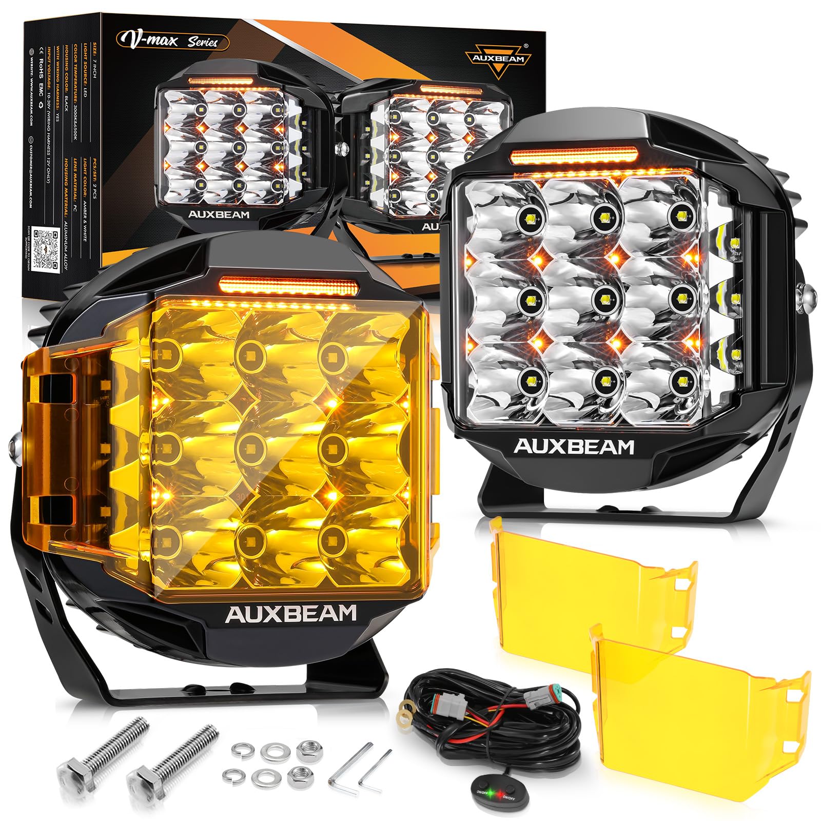 Amazon.com: Auxbeam 7inch 228W Round LED Offroad Light Pod