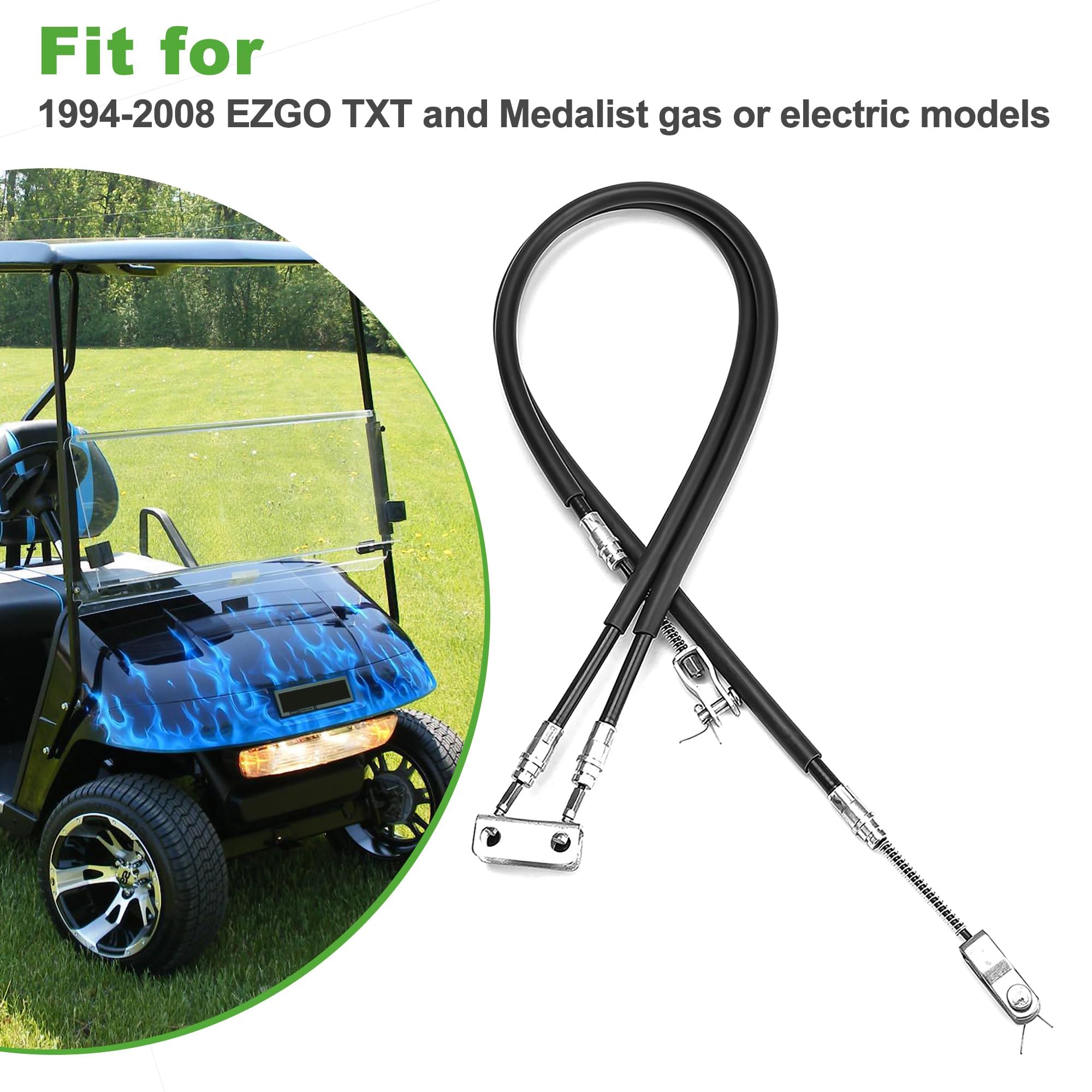 10L0L Zestaw kabli hamulcowych po stronie pasażera i kierowcy pasuje do wózka golfowego EZGO (94+) TXT lub Medalista zastępuje 70969-G03