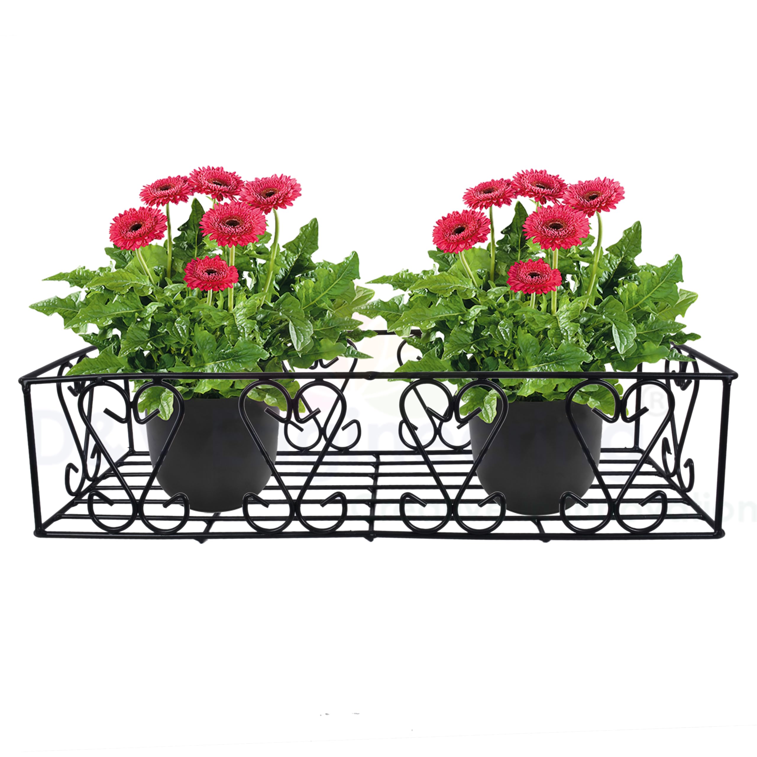 D&V ENGINEERING - Creative in innovation Metal Railings Pot Stand/Flower Plant Display Stand for Multiple Plants Balcony (Adjustable Hanger - Black)-image-2