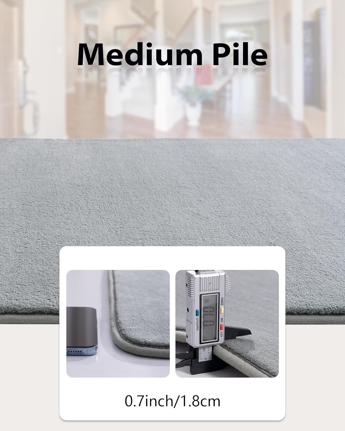 Andecor Shag Runner Rug for Bedroom Living Room, 2x6 Grey Washable Fluffy Hallway Runner Area Rugs for Kitchen Boys Girls Kids Room Home Decorations Carpet