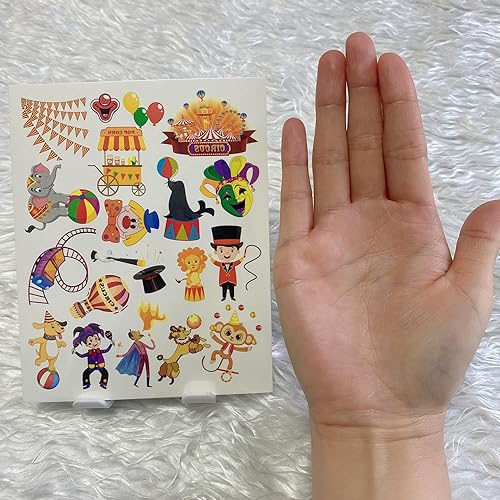 Miniatura 6 de 58 piezas de tatuajes temporales de fiesta de circo, suministros de decoración de fiesta de cumpleaños de circo, regalos de carnaval, animales de