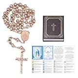 Rosary Beads Catholic for Women, Virgin Mary Stainless Steel Y Necklace for Women Catholic Gifts with Rosary Pray Card and Gift Box