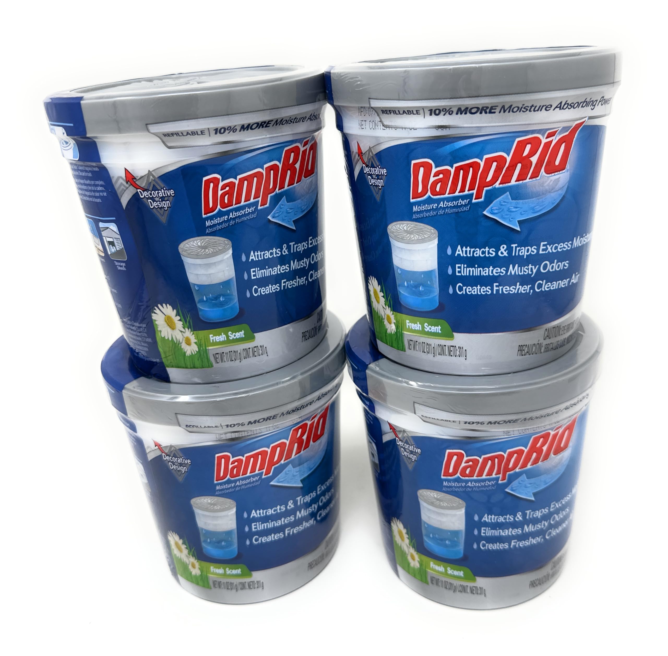 DAMPRID DR Moist ABS 10.5OZ Fresh Scent 4PK - SIOC Moisture Absorber, 4 Pack, Blue, 10 Ounces