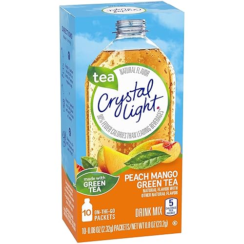 Miniatura 3 de Crystal Light On The Go Peach Mango - Mezcla de té verde para bebidas caja de 10 paquetes paquete de 10