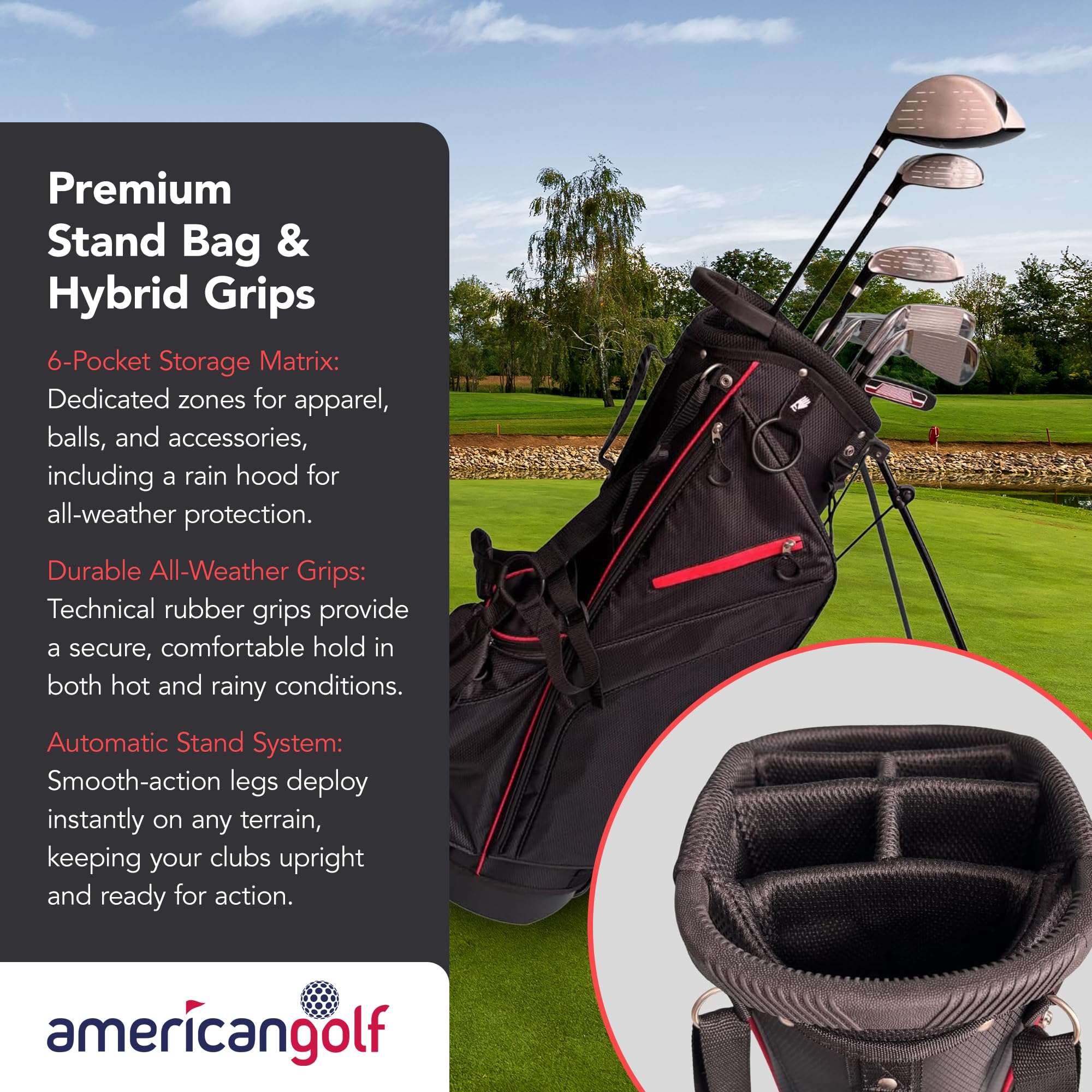 Fazer CTR25 - Set da golf da uomo, destrorsi, in legno da fairway, ibrido, ferri oversize, putter, mazza da golf, borsa con supporto, set completo di mazze da golf per principianti e giocatori