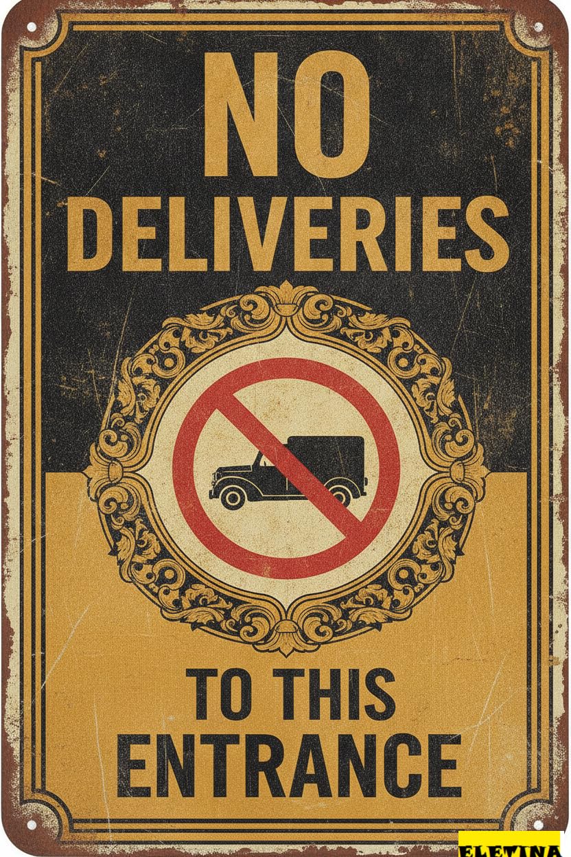 No Deliveries To This Entrance Metal Vintage Street Warning Sign School Bar Street Parking Lot 8x12in