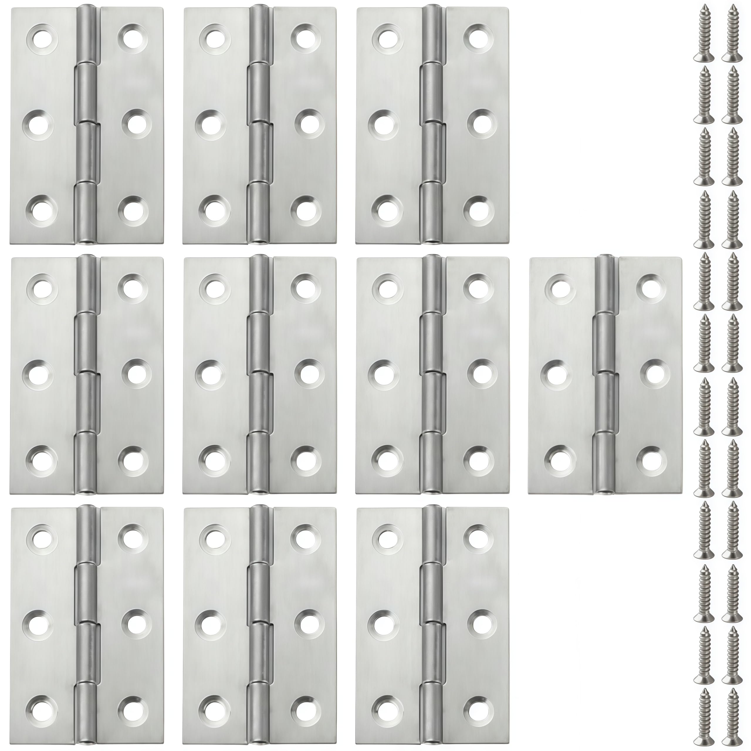 Vbnexyr Regular Folding Hinge 10 Pack Of 304 Stainless Steel Mini Folding Hinges For Cabinet Doors Windows And Boxes 2.28 X 1.46 Inches