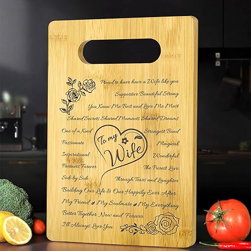 Tabla de cortar de madera personalizada para esposa de marido regalos de cumpleaños para esposa tabla de cortar para decoración del hogar día de San