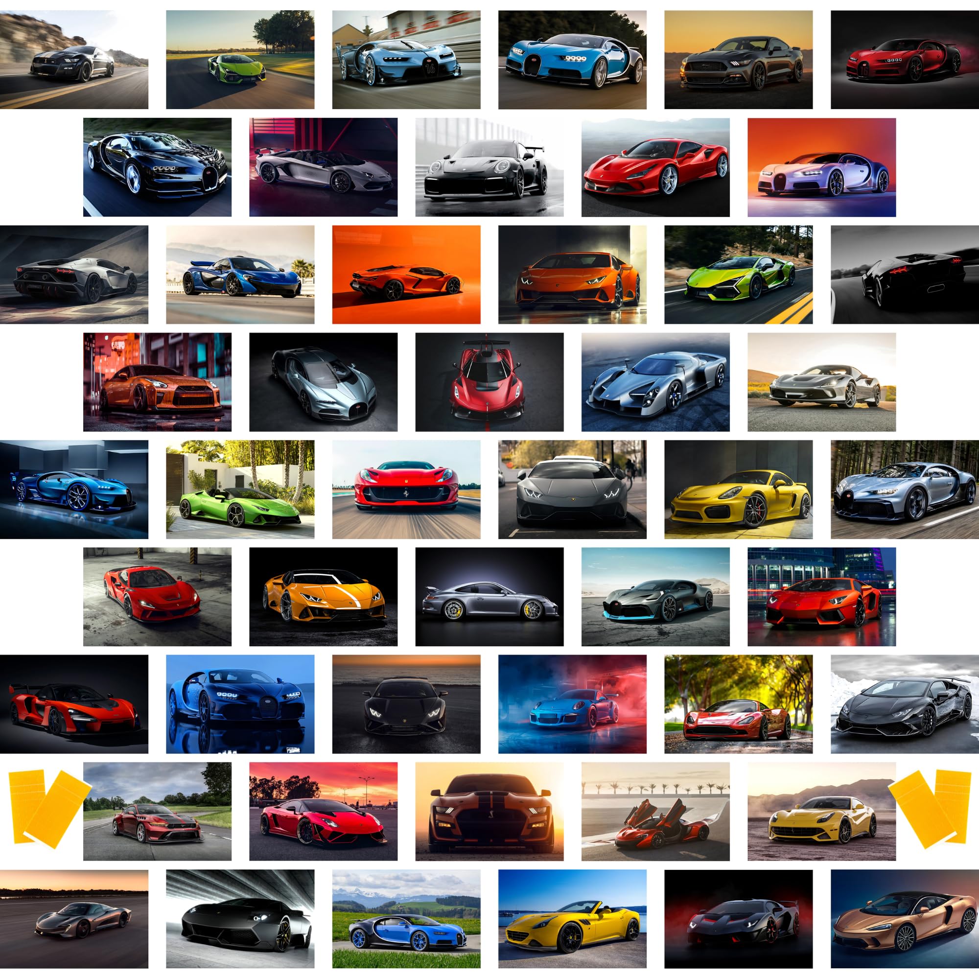 Libemz, 50 Pcs Car Posters - Aesthetic Sports Cars Wall Collage Kit, Wall Art for Boys Room Bedroom, Dorm Decor, Race Car Room Decor, Man Cave Decor, 4x6 inches (Cars)