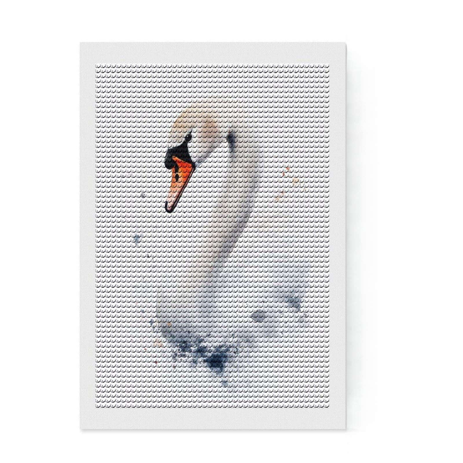 Junmoney Watercolor Swan Portrait Diamond Painting Set 8"x12", Adhesive Canvas, Finish and Display, Office Decor, Birthday Gift, Sparkling Round Gems