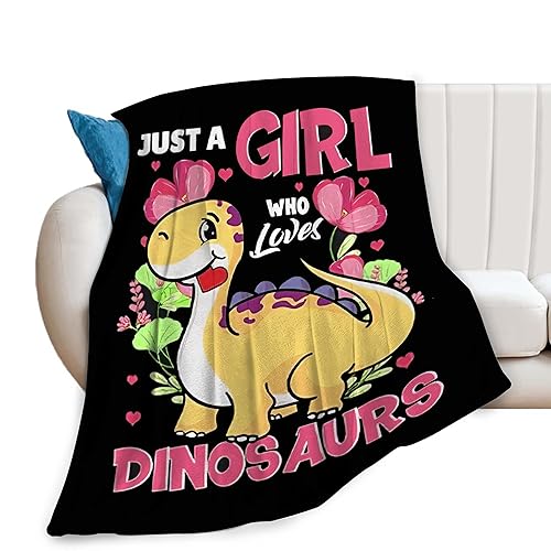 Just A Girl Who Loves Dinosaurs Blanket Dinosaur Decor Throw