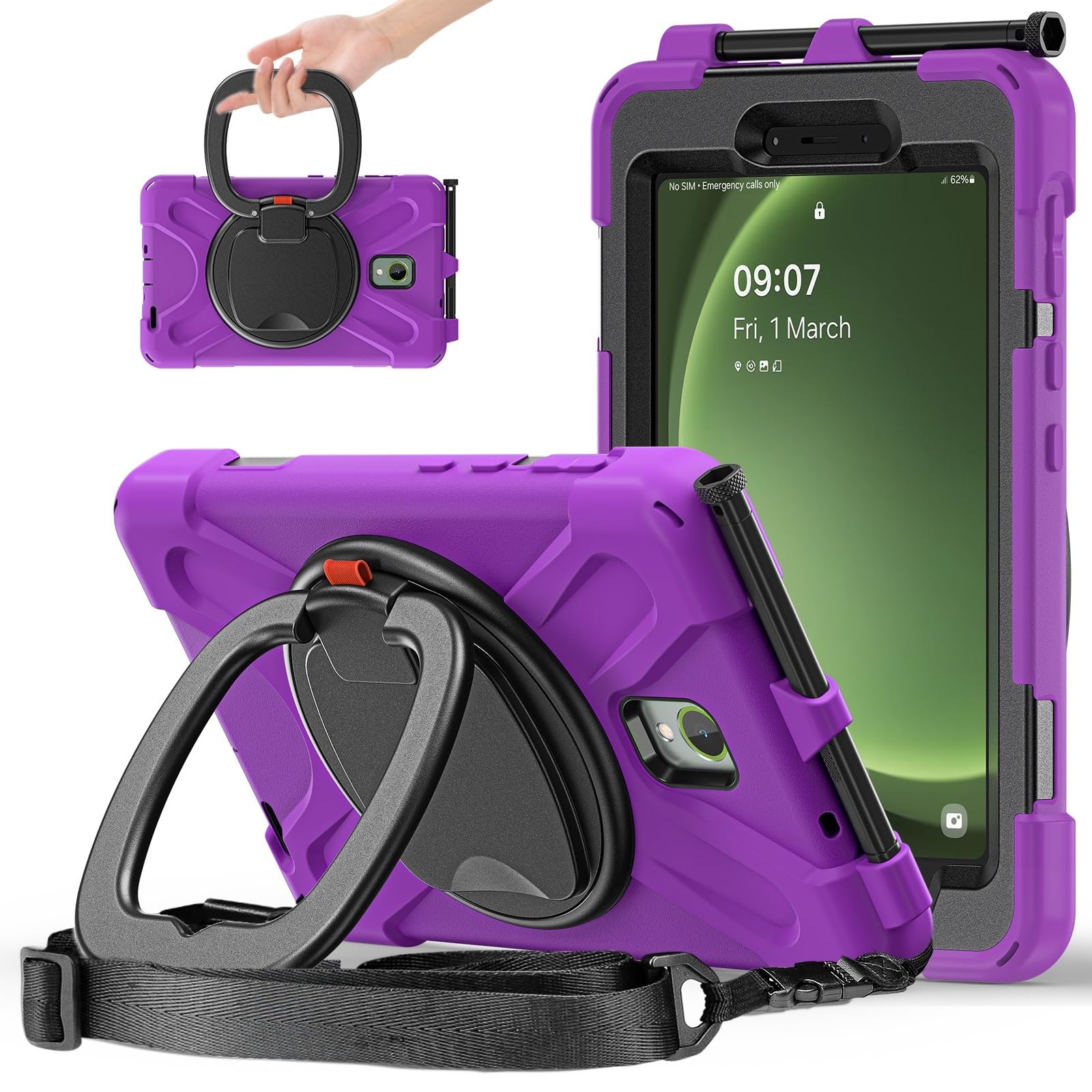Funda para Samsung Galaxy Tab Active 3 con soporte giratorio morada 8