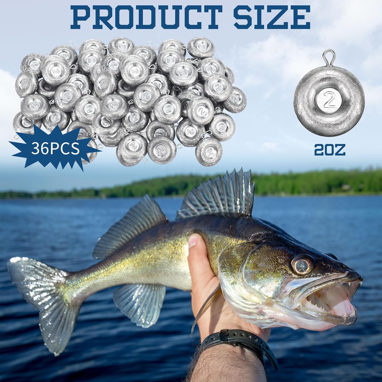 36 Pieces Fishing Disc Sinkers Weights Disc Sinker Fishing Sinkers Weights for Saltwater Catfishing Trolling Surf Tackle