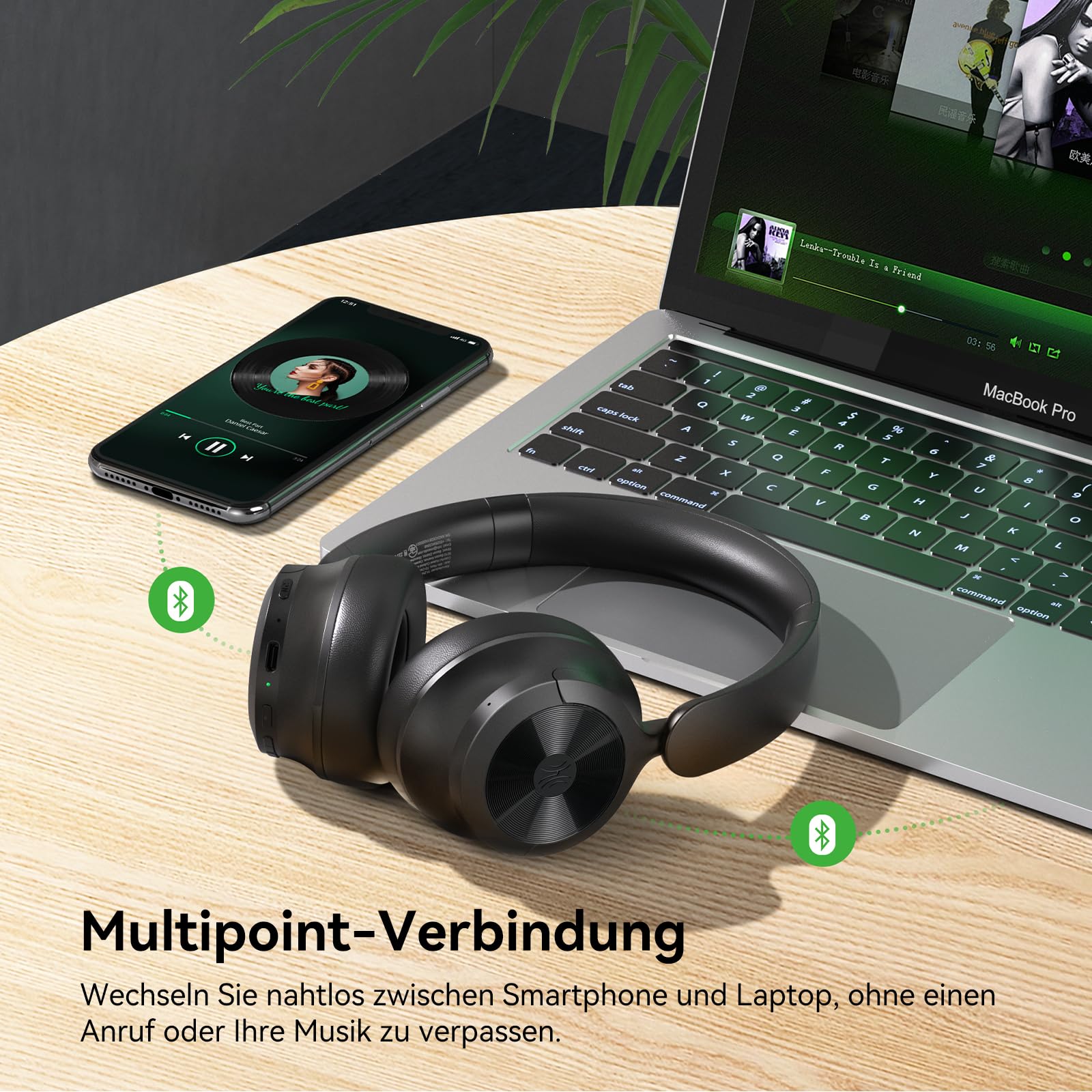 OneOdio Focus A1 Pro On Ear Kopfhörer Bluetooth, Hybrid Aktive Noise Cancelling, 70 Stunden Akku mit Schnellladen, Bluetooth 6.0, Transparenzmodus, Duale Verbindung, Klare ENC Anrufe, Faltbar tragbar