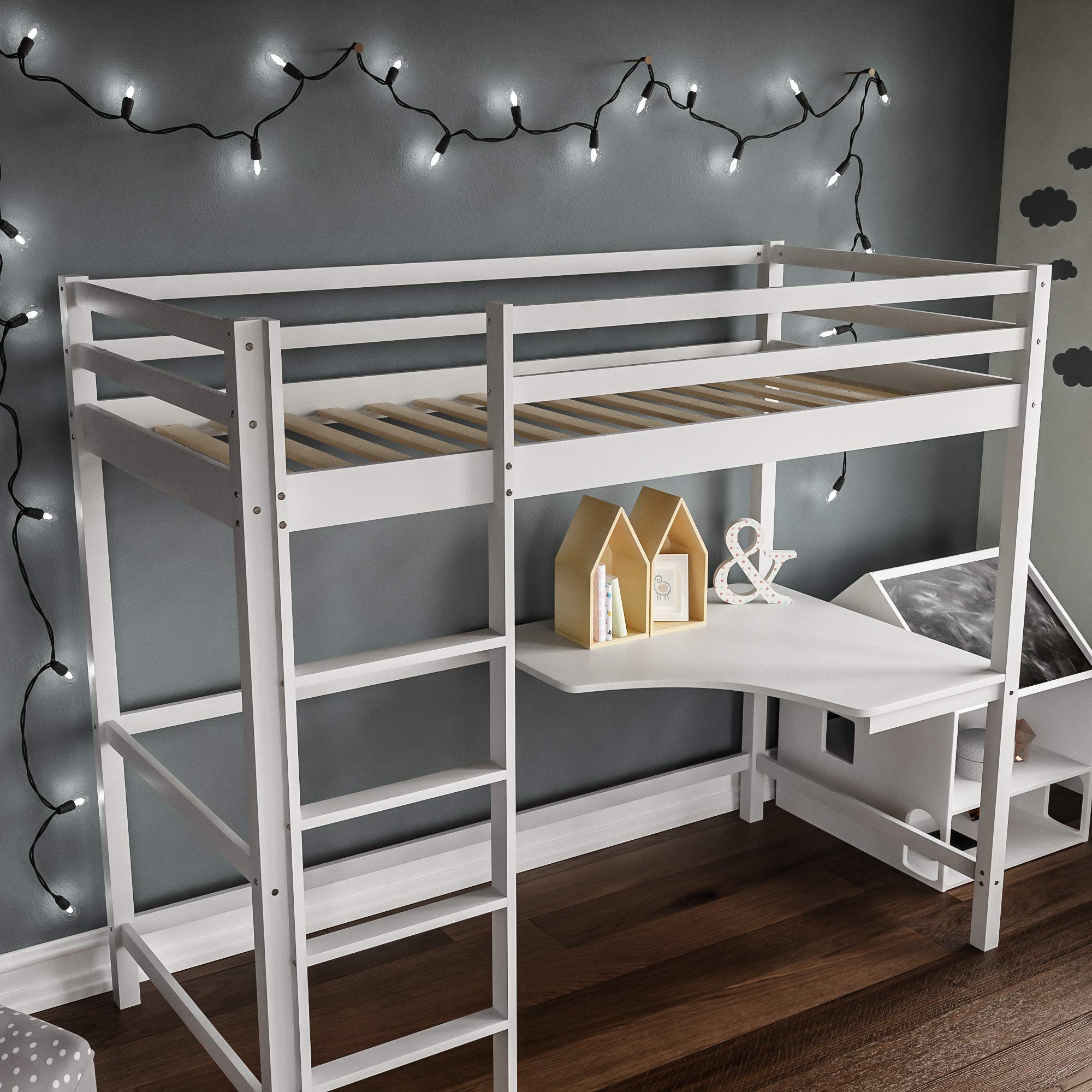 Vida Designs Sydney High Sleeper Bunk Bed, Solid Pine Wood Kids Loft